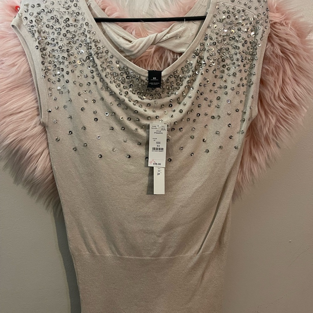White House Black Market Sparkling Silver Top